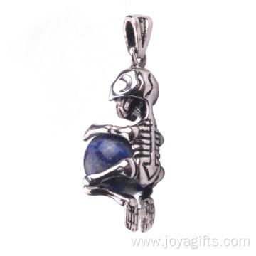 Skull Pendant Lapis Lazuli Healing Crystal Beads